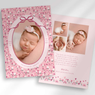Faire-part de naissance avec nœud floral Ditsy Doo