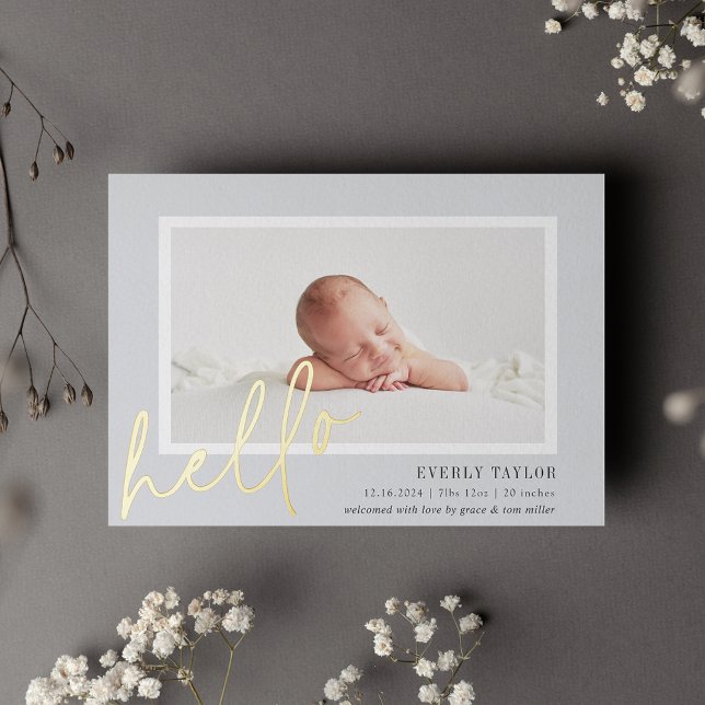 Faire-part de naissance avec photo à feuille d'or  (Créateur téléchargé)