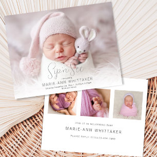 Faire-part de naissance avec photo à siroter et vo