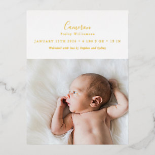 Faire-part de naissance avec photo de bébé et déta