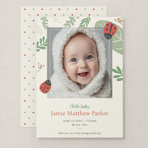 Faire-part de naissance avec photo de bébé Ladybir