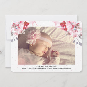 Faire-part de naissance avec photo de fleurs épano