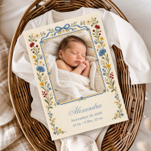 Faire-part de naissance avec photo de fleurs sauva