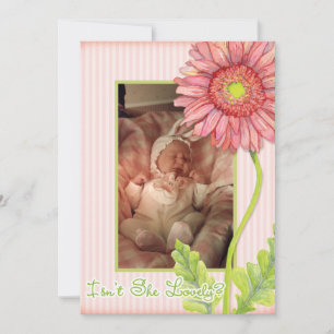 Faire-part de naissance avec photo de gerbera rose