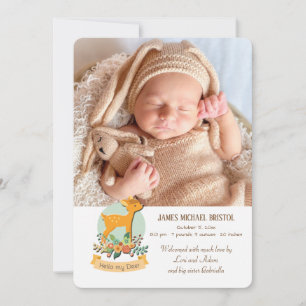 Faire-part de naissance avec photo de petit cerf
