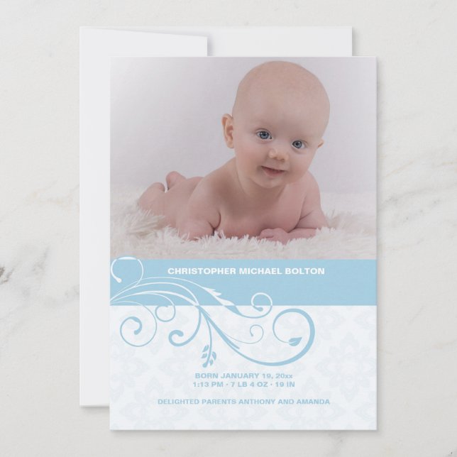 Faire-part de naissance avec photo de tourbillon a (Devant)