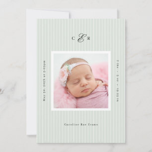 Faire-part de naissance avec photo et monogramme m