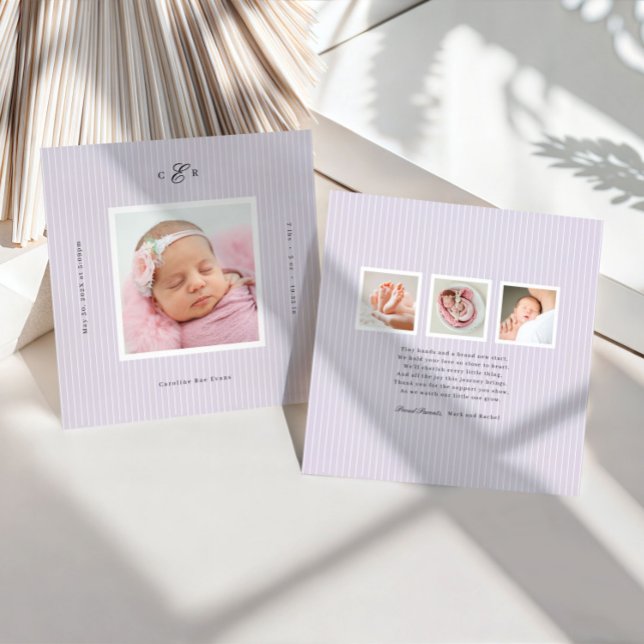 Faire-part de naissance avec photo et monogramme m (Créateur téléchargé)