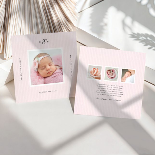 Faire-part de naissance avec photo et monogramme m (Créateur téléchargé)