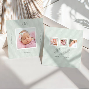 Faire-part de naissance avec photo et monogramme m
