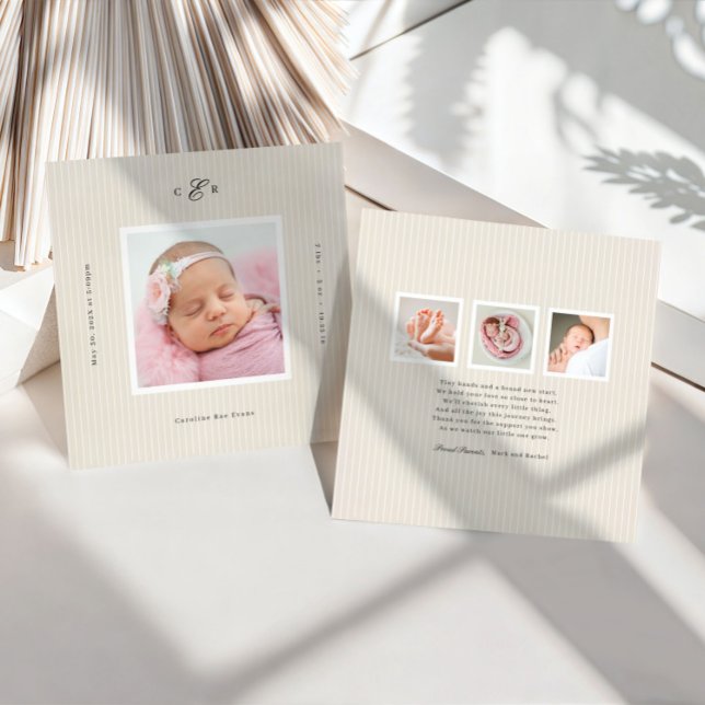 Faire-part de naissance avec photo et monogramme m (Créateur téléchargé)