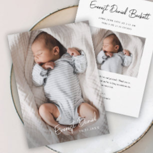 Faire-part de naissance avec photo et nom en écrit