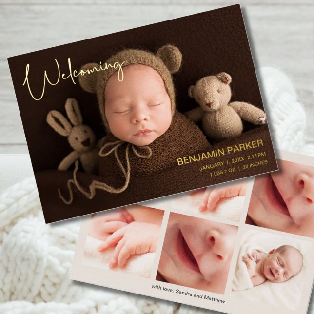 Faire-part de naissance avec photo et or | Multi-p (Créateur téléchargé)