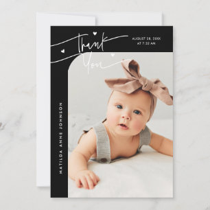Faire-part de naissance avec photo noir et écritur