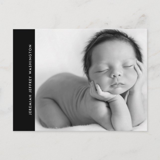 Faire-part de naissance B/N simple photo bébé  (Devant)