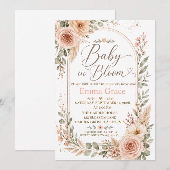 Faire-Part de Naissance Baby in Bloom (Devant / Derrière)