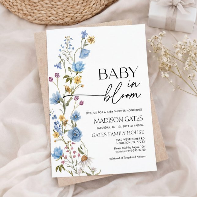 Faire-part de naissance Baby in Bloom Floral (Créateur téléchargé)