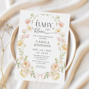 Faire-part de naissance Baby in Bloom Ruban Rose