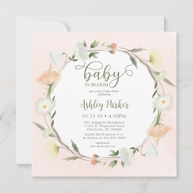 Faire-Part de Naissance Baby In Bloom Wildflower (Devant)