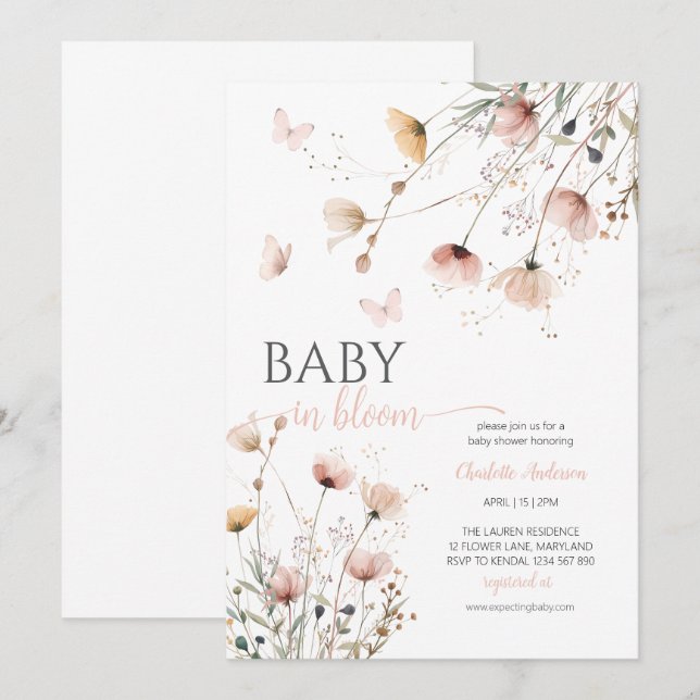 Faire-part de naissance Baby in bloom wildflower (Devant / Derrière)