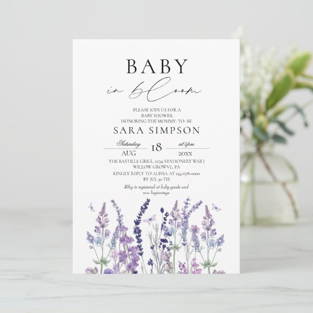 Faire-part de naissance Baby In Bloom Wildflower B (Debout devant)