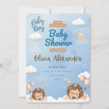 Faire-part de naissance Baby Shower Lion Roi migno