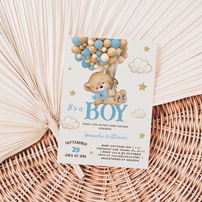 Faire-part de naissance Baby Shower Ourson Garçon  (Créateur téléchargé)