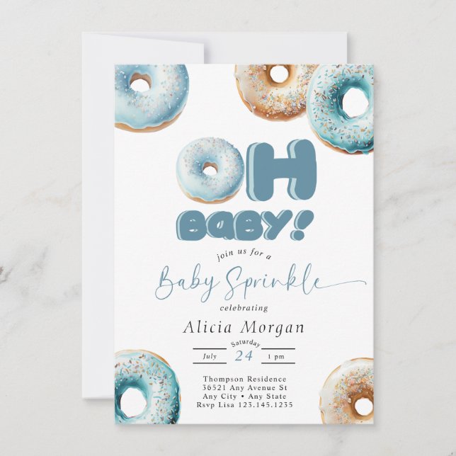 Faire-part de naissance Baby Sprinkle | Beignet |  (Devant)