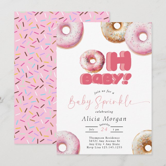 Faire-part de naissance Baby Sprinkle | Donut saup (Devant / Derrière)