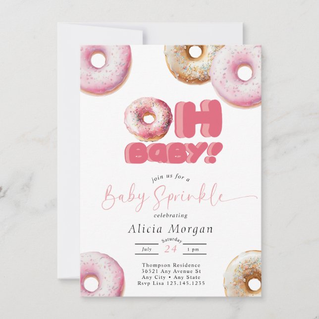 Faire-part de naissance Baby Sprinkle | Donut saup (Devant)