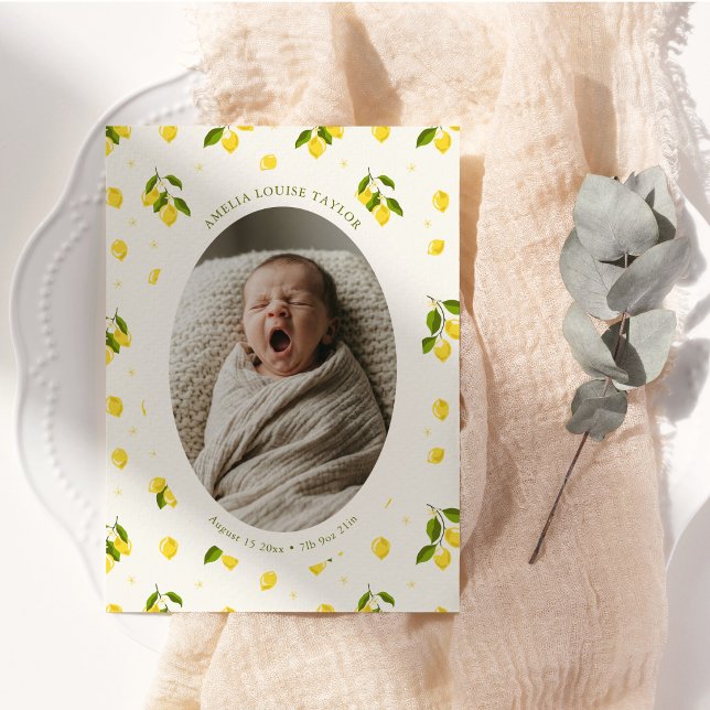 Faire-part de naissance bébé avec photo ovale et c (Créateur téléchargé)