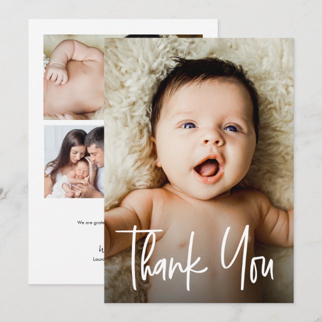 Faire-part de Naissance Bébé avec Plusieurs Photos (Devant / Derrière)