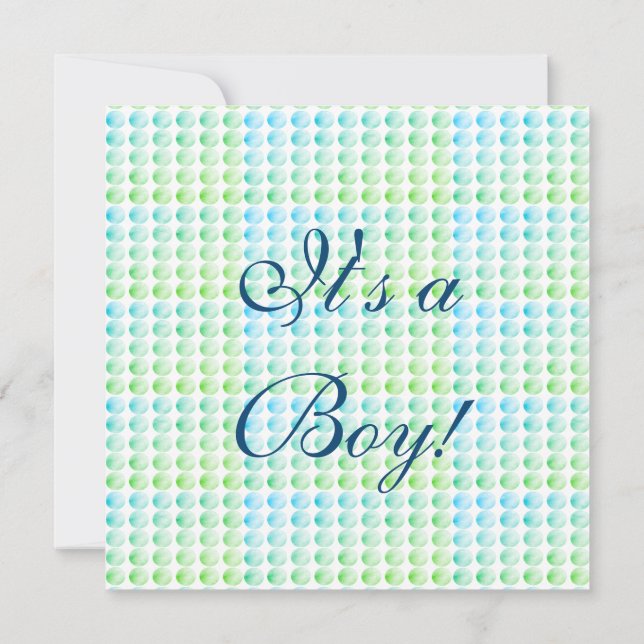 Faire-part de naissance bébé bleu et vert (Dos)