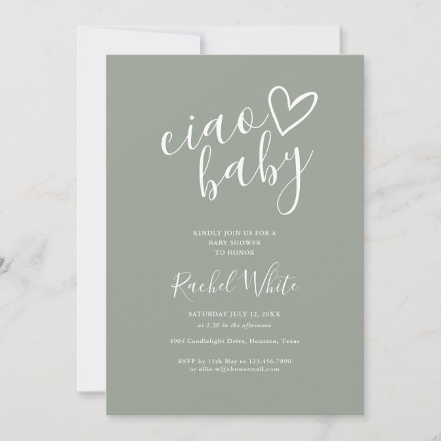 Faire-Part de Naissance Bébé Ciao Vert Sauge Tout- (Devant)