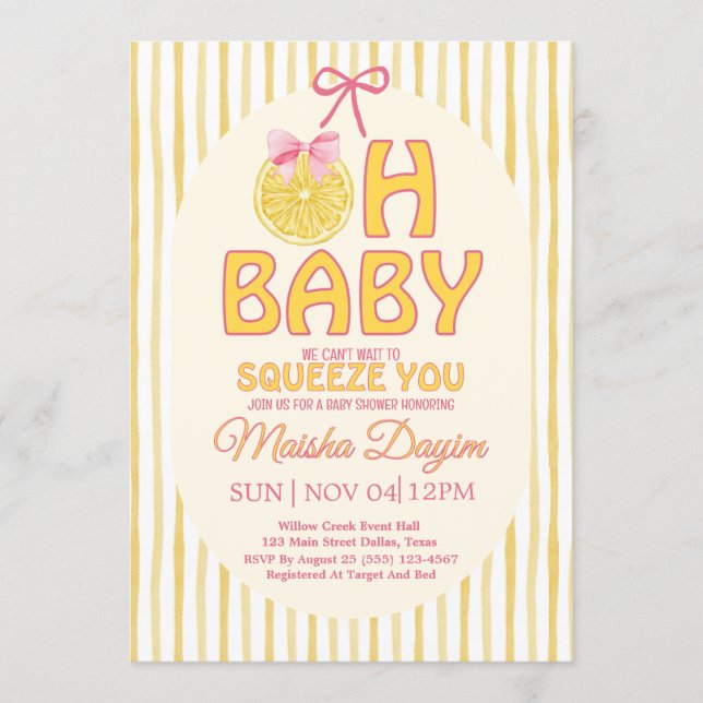 Faire-Part de Naissance Bébé Citron Oh Baby (Devant)