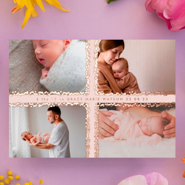 faire-part de naissance bébé collage photo minimal (Créateur téléchargé)