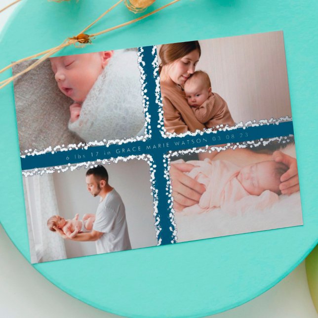 faire-part de naissance bébé collage photo minimal (Créateur téléchargé)