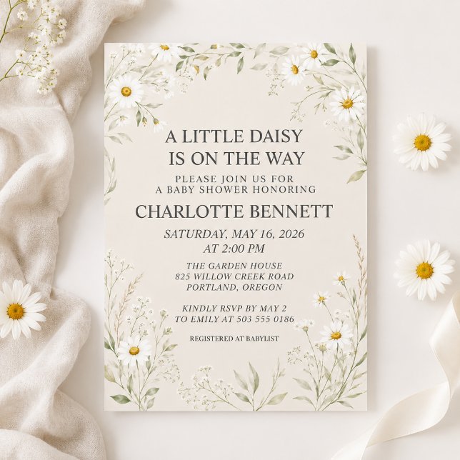 Faire-part de naissance bébé Daisy Naturel (Créateur téléchargé)