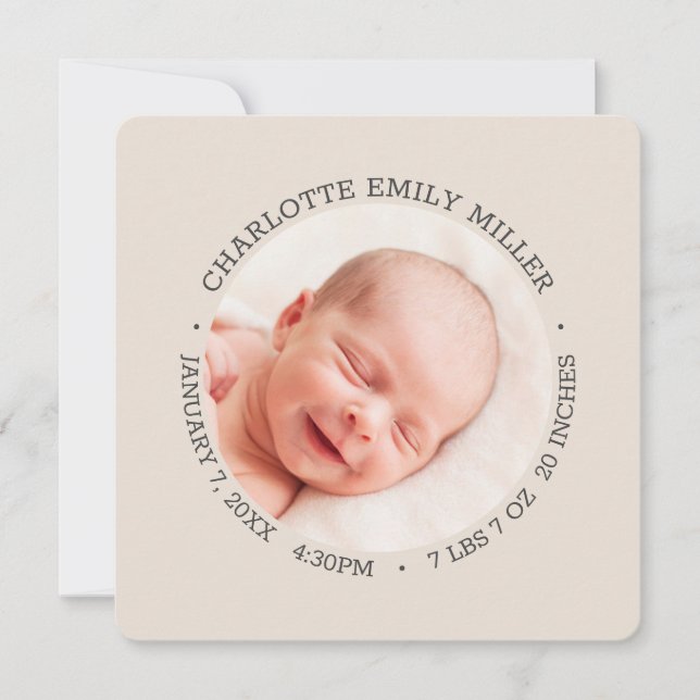 Faire-part de naissance bébé élégant moderne Carte (Devant)