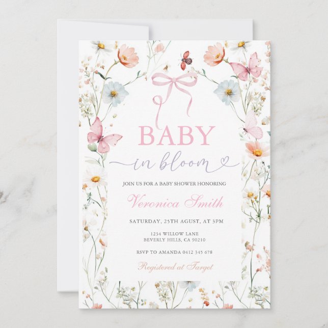 Faire-Part de Naissance Bébé en Fleur Jardin de Fl (Devant)
