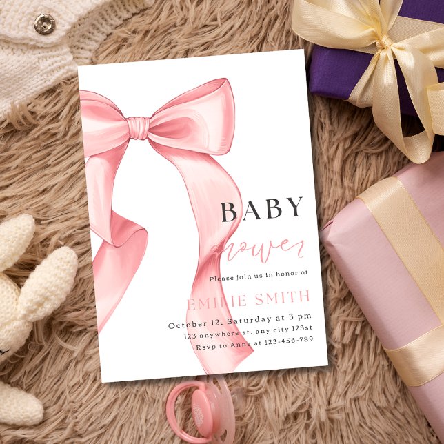 Faire-part de naissance bébé fille à ruban rose, C (Créateur téléchargé)