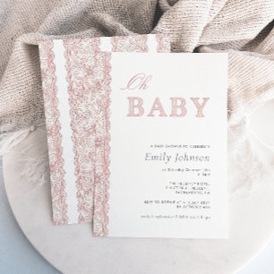 Faire-part de naissance Bébé Fille au dentelle ros