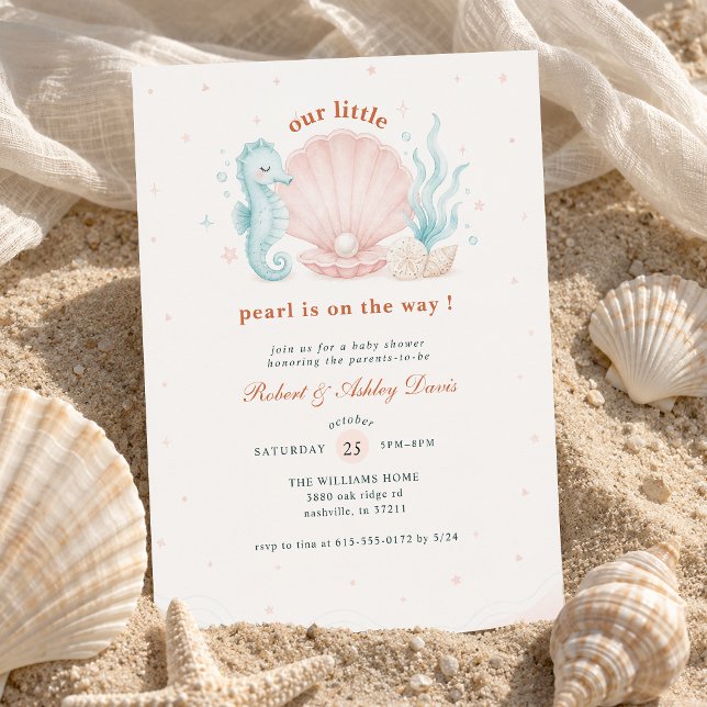 Faire-Part de Naissance Bébé Fille Coquillage Perl (Créateur téléchargé)