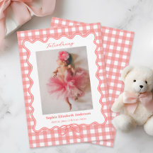 Faire-part de naissance bébé fille moderne rose gi