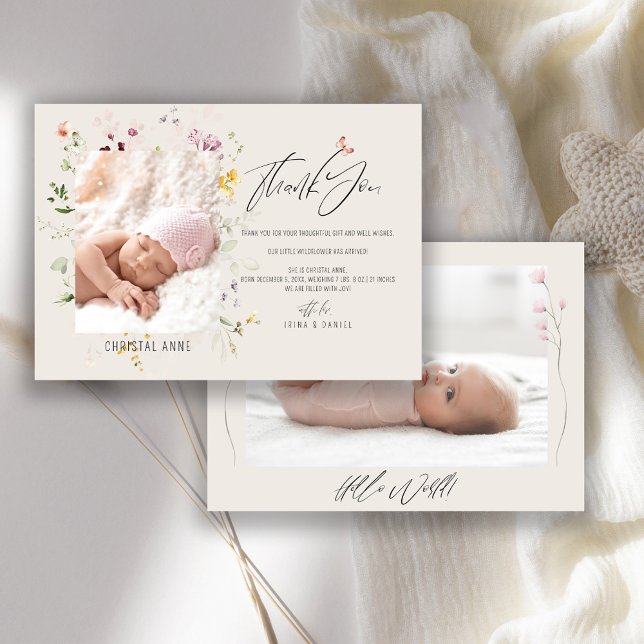 Faire-part de Naissance Bébé Fille Remerciement Ph (Créateur téléchargé)