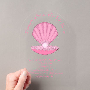 Faire-part de naissance Bébé fille rose Coquille d