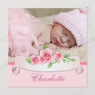 Faire-part de naissance Bébé fille Rose rose