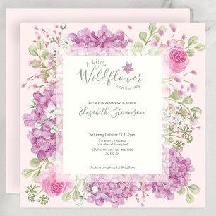 Faire-part de naissance Bébé Fleur Sauvage Rose