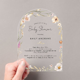 Faire-part de naissance bébé fleuri Boho en acryli