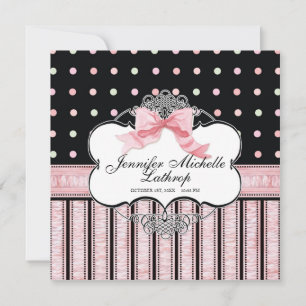 Faire-part de naissance bébé - French Bow Dot Swir